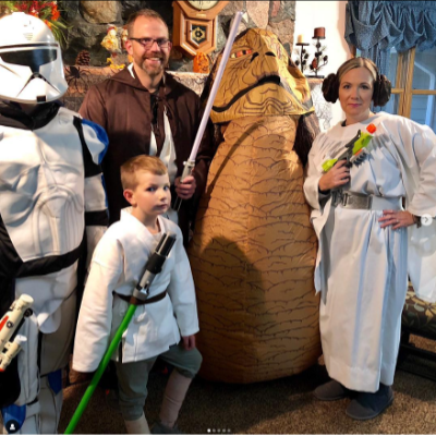 Mary Wever and family dressed in Star Wars gear