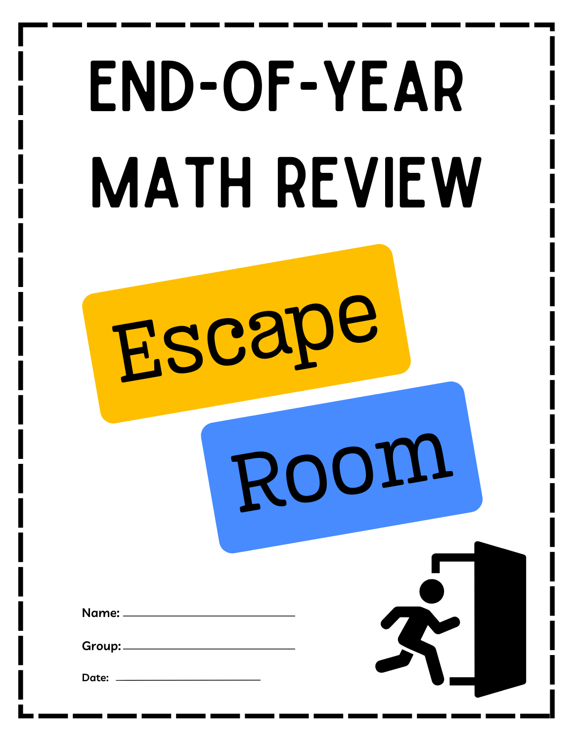 End of the year math review - escape room