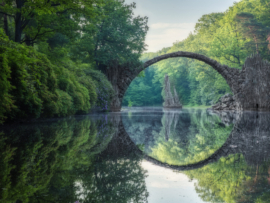 Arch Bridge (Rakotzbrucke or Devils Bridge) in Kromlau, Germany