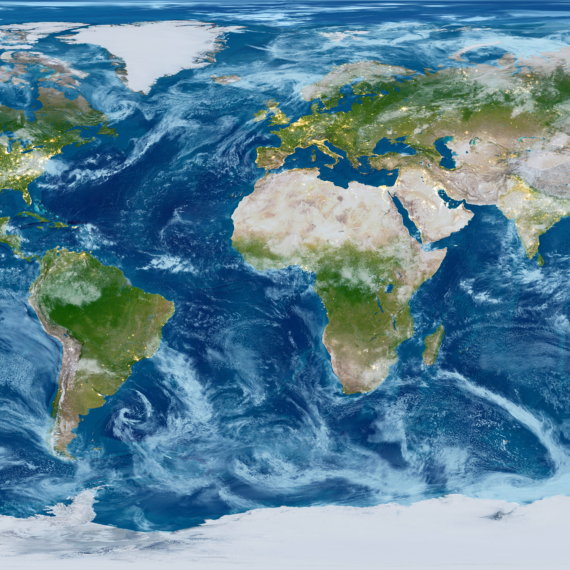 Geography world map. Modified toned with city lights. Elements of this image furnished by NASA